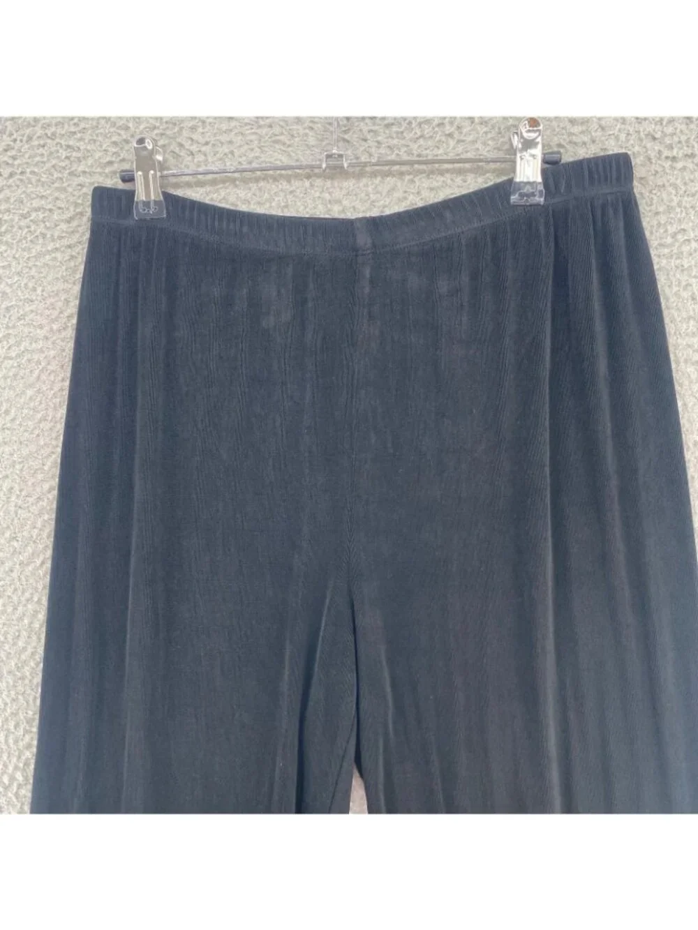 Chicos Pants Womens 1 US 8 Travelers Black Knit Stretch Straight Leg High Rise*